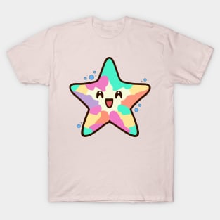 Happy smiling baby starfish with bubbles. Kawaii cartoon T-Shirt